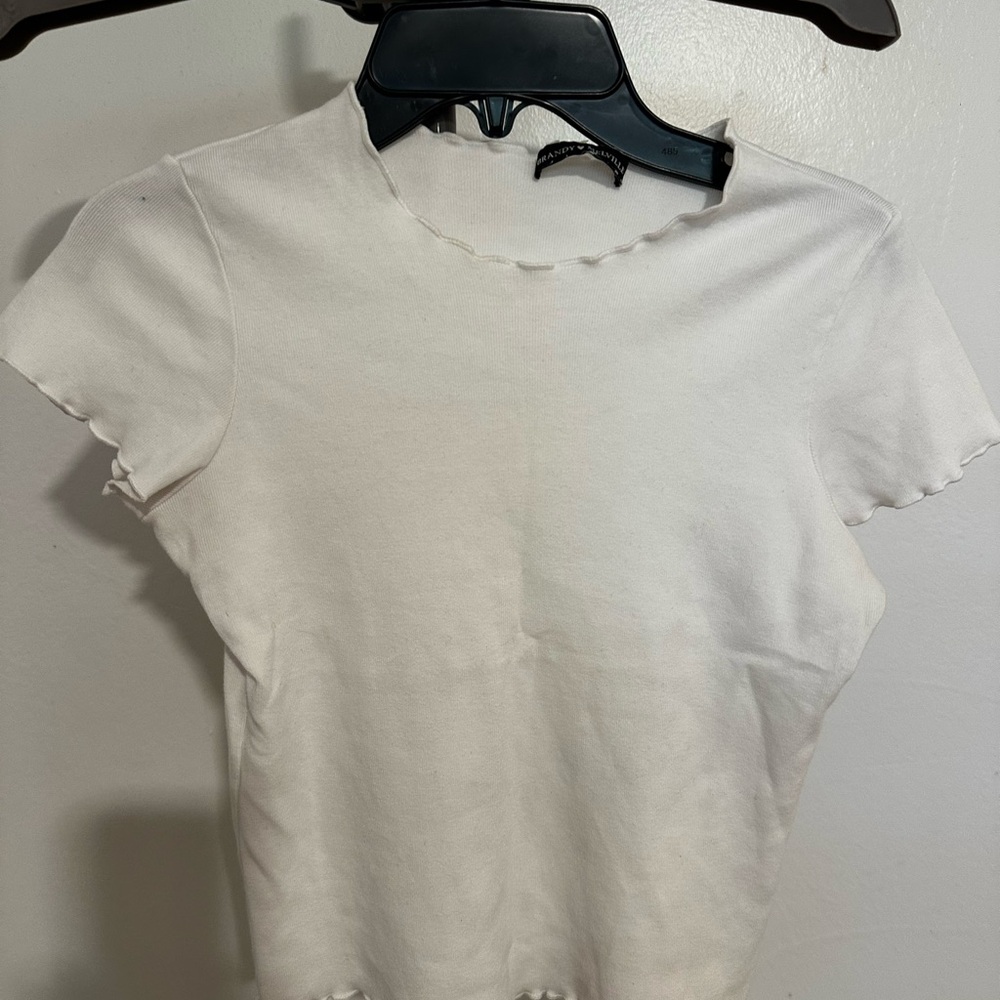 Brandy Melville White Fitted Short Sleeve Tee